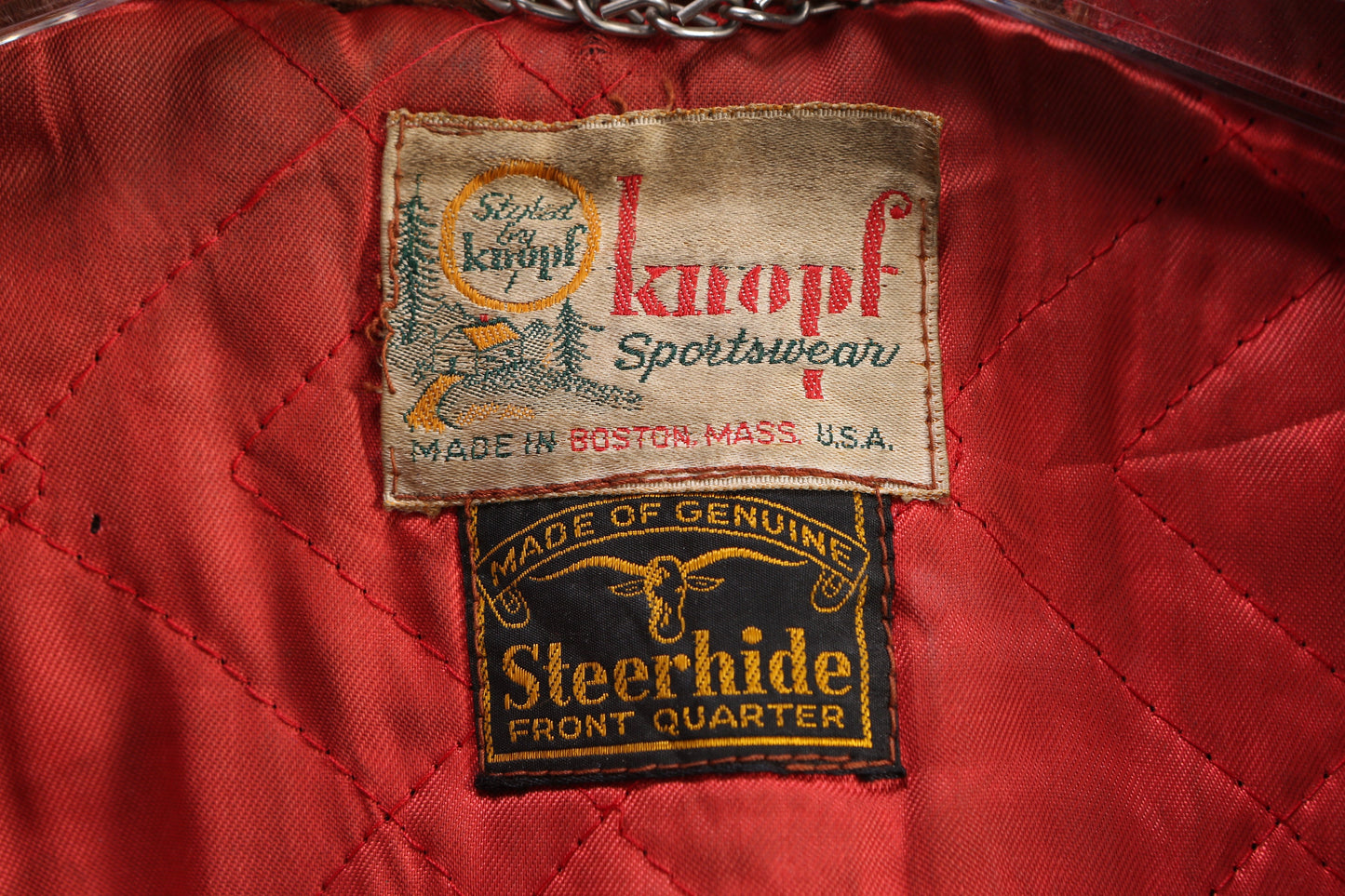 Vintage Men's Brown Leather Bomber Jacket with Fur Collar by Kiropf Sportswear - Estimated Era 1940's - 1950's