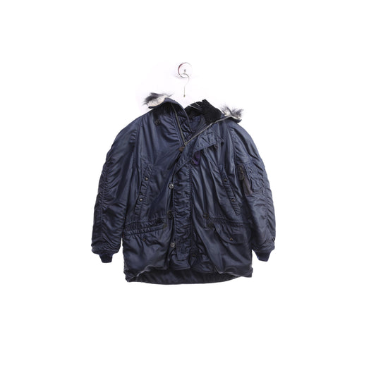 Vintage N-3A Blue USAF Parka with Fur Hood Seam - Estimated Era 1970's - 1980's