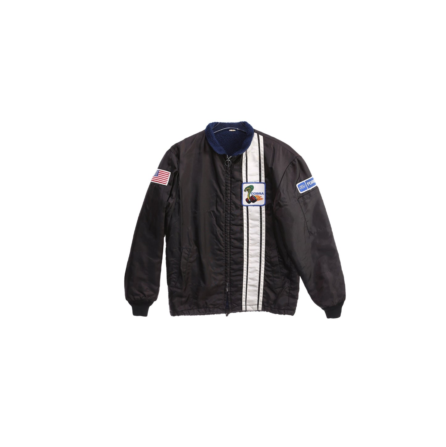 Vintage Cobra Black Nylon Racing Jacket - Estimated Era 1970's - 1980's