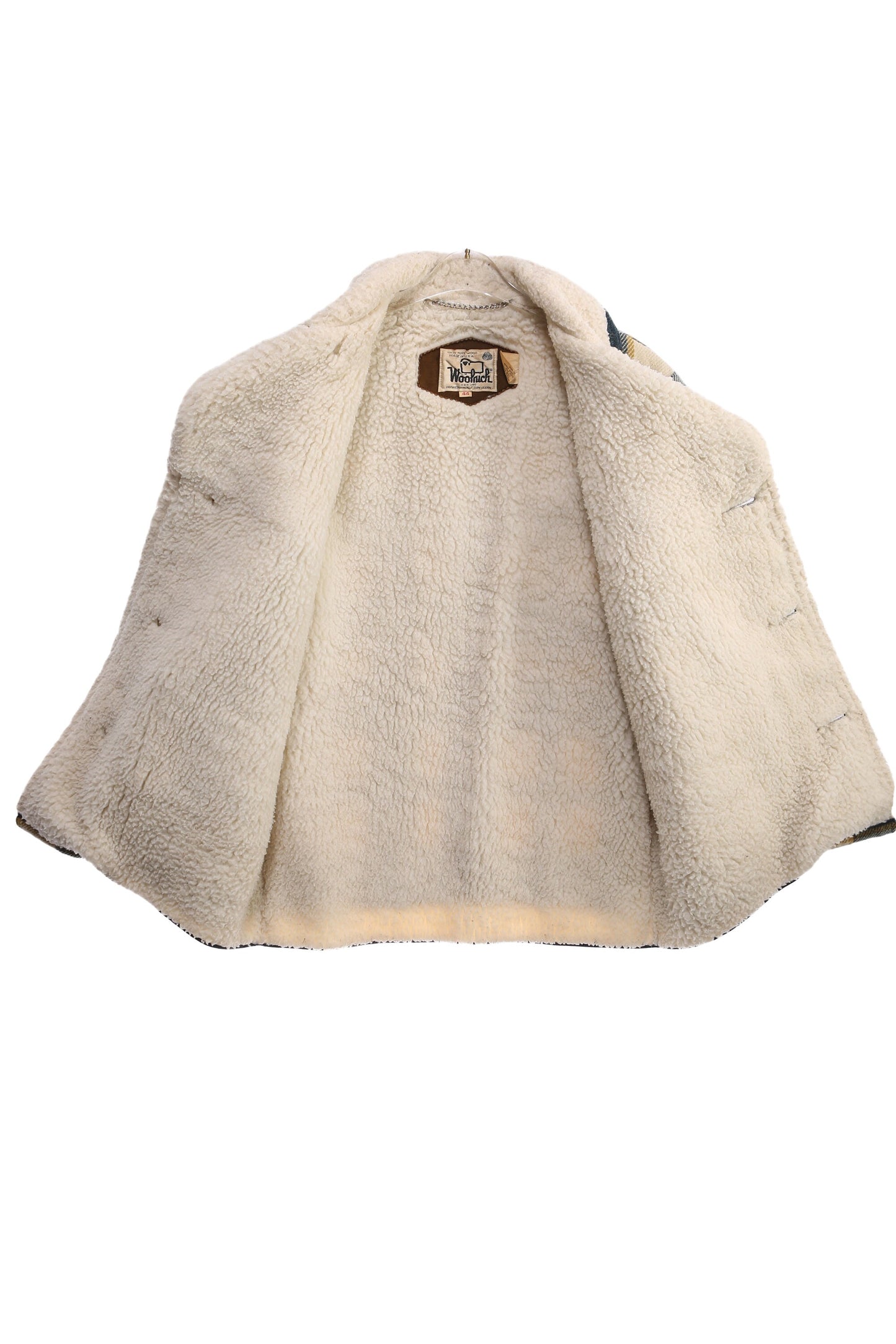 Vintage Men's Green Plaid Winter Coat with Sherpa Lining by Woolrich - Estimated Era 1970's - 1980's