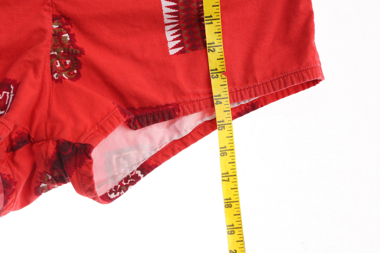 Vintage Men's Red Hawaiian Print Surfing Shorts