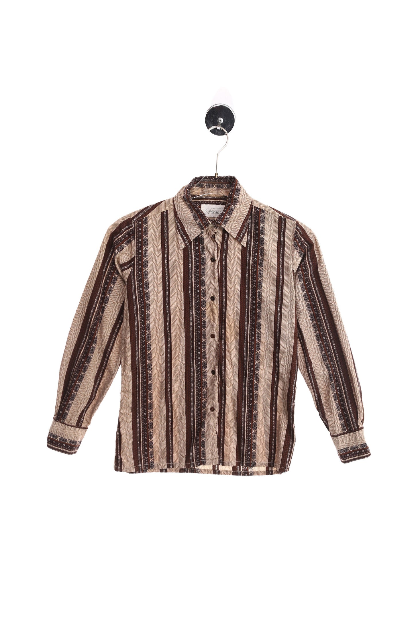 70s Women Brown Polyester Top