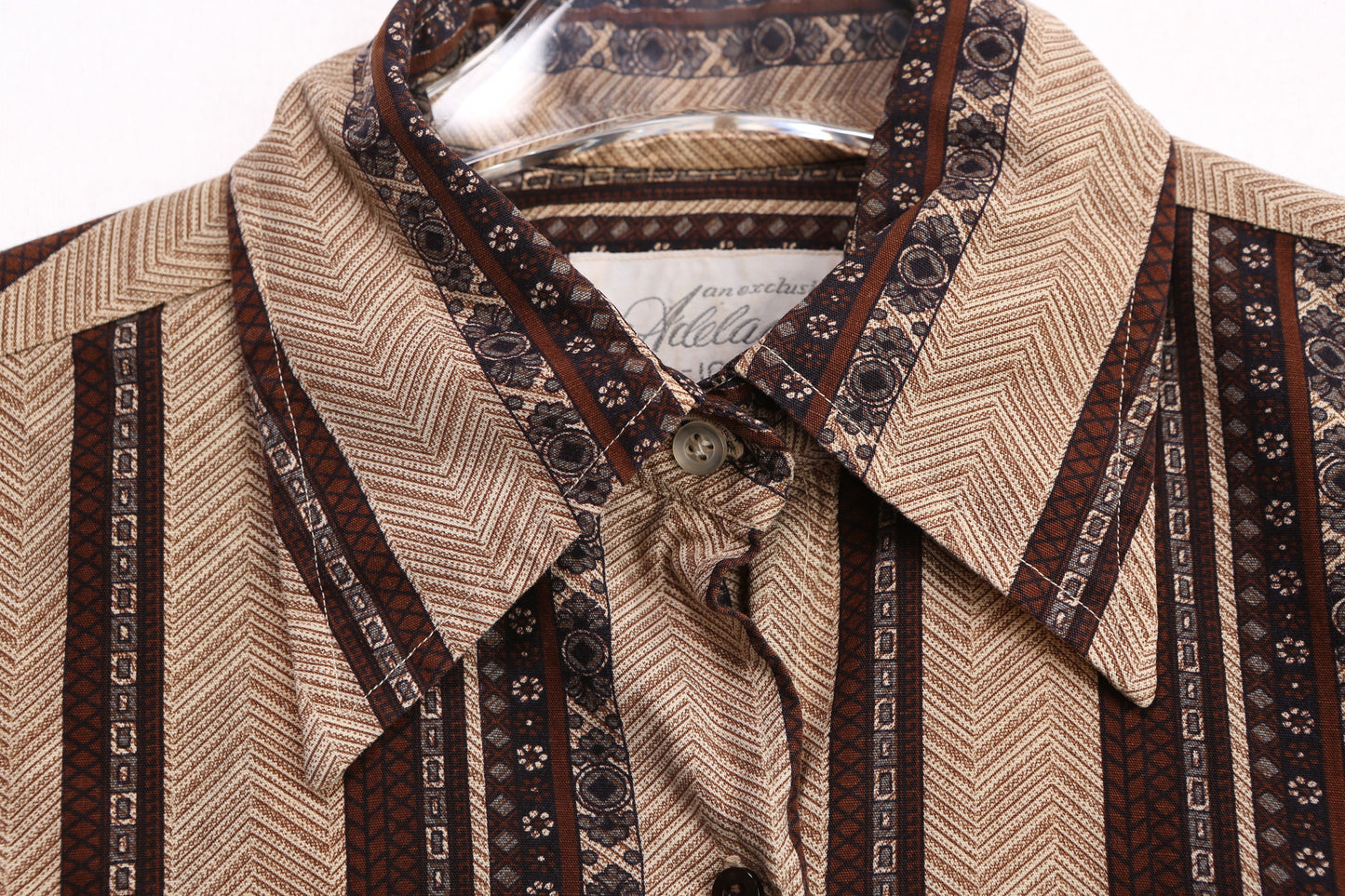 70s Women Brown Polyester Top