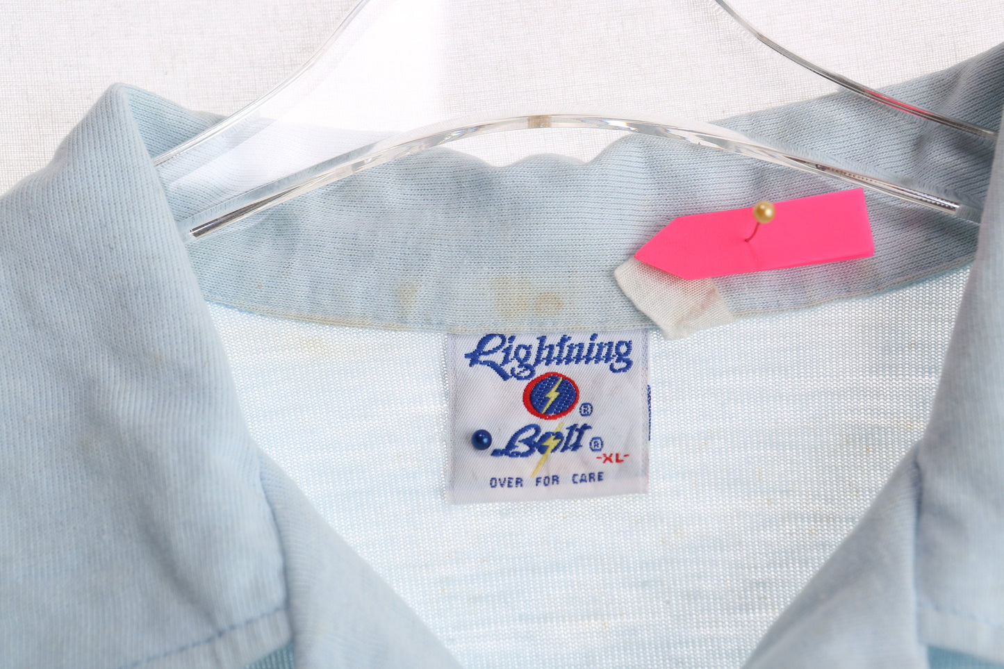 Vintage Lighting Bolt Blue Striped Polo Shirt - Estimated Era 1970's - 1980's