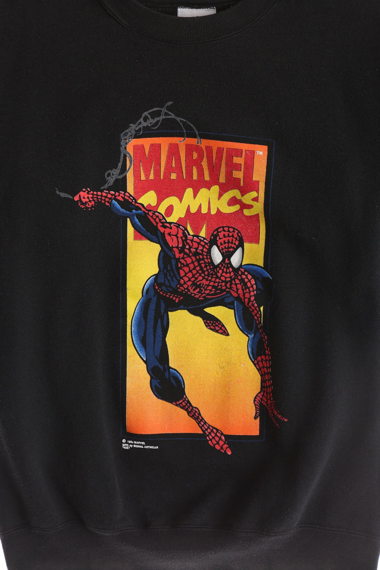 Vintage Black Graphic T-shirt with Spiderman Print - Estimated Era 1980's - 1990's