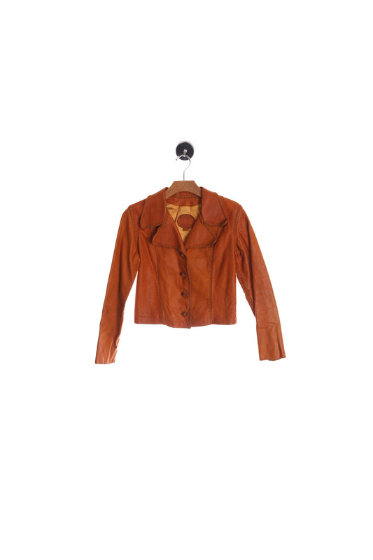 Vintage Women Hand Made Leather Jacket - Style 70's - Made in Mexico City on The Zona Rosa district.