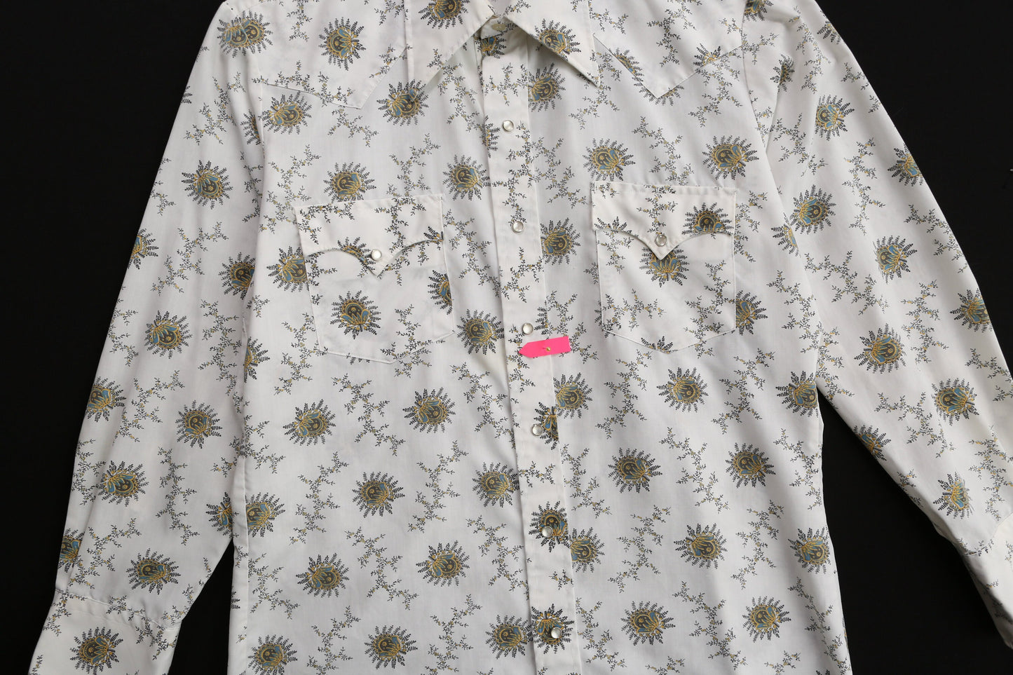 Vintage White Western Shirt with Floral Print - Estimated Era 1970's - 1980's