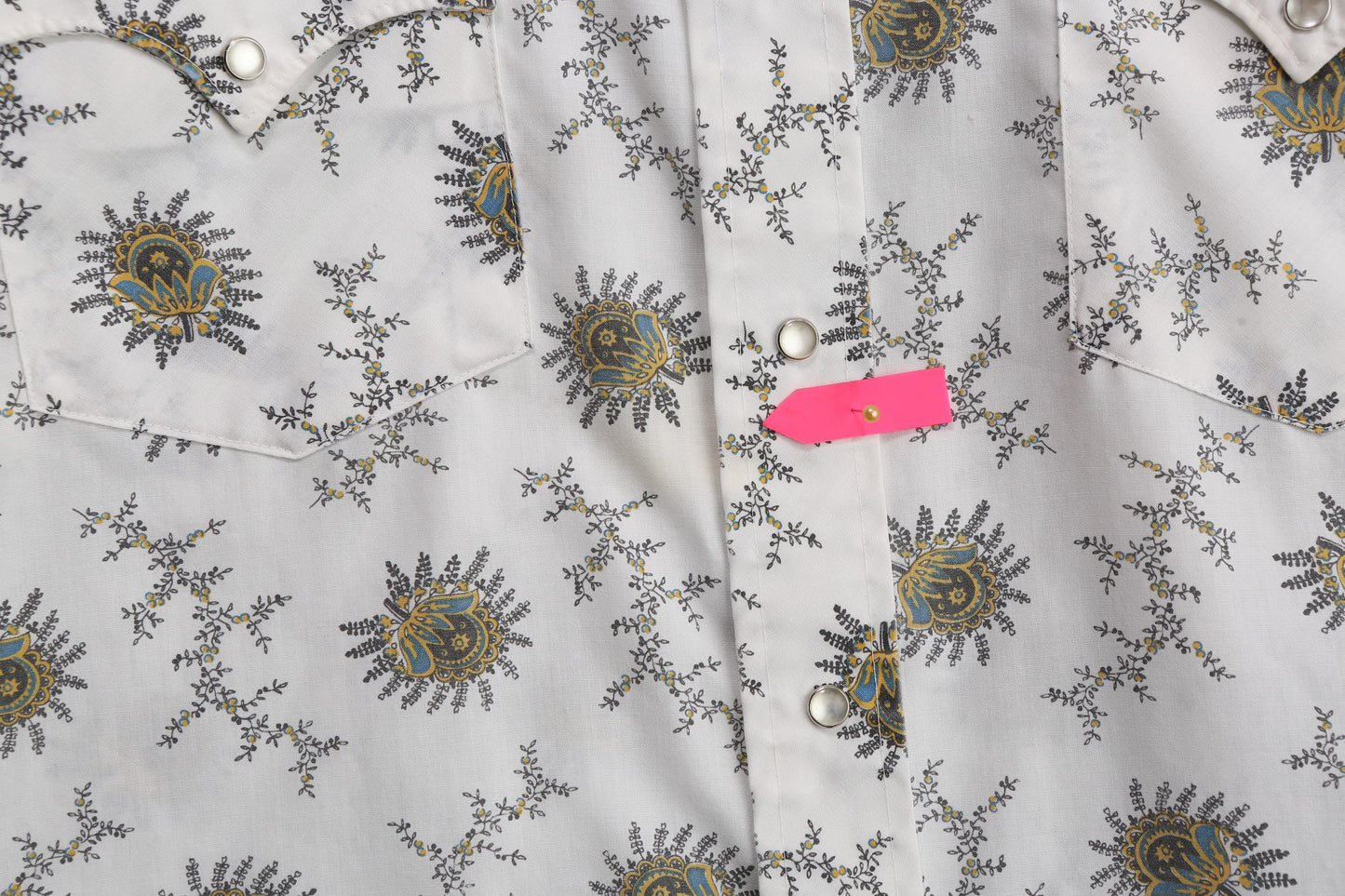 Vintage White Western Shirt with Floral Print - Estimated Era 1970's - 1980's