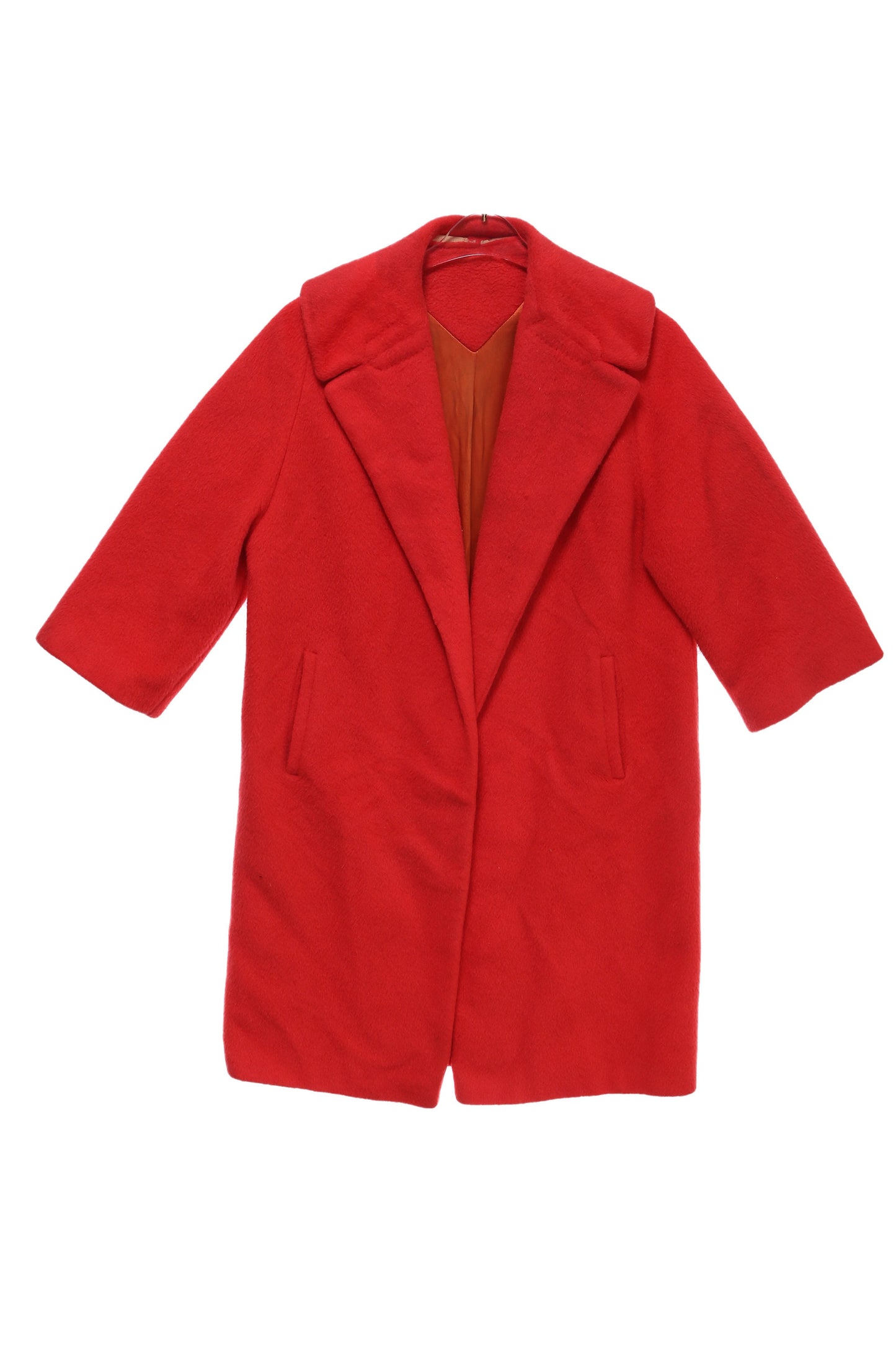 Vintage Women's Red Winter Coat - Estimated Era 1950's - 1960's