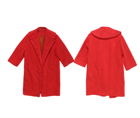 Vintage Women's Red Winter Coat - Estimated Era 1950's - 1960's