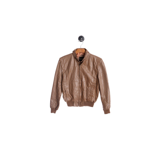 1980's Men Casual Brown Leather Jacket by Casablanca