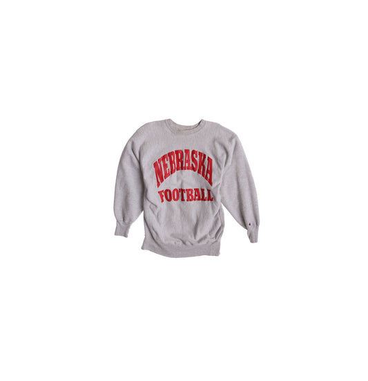 Vintage Champion Gray Sweatshirt with Red Nebraska Football Print
