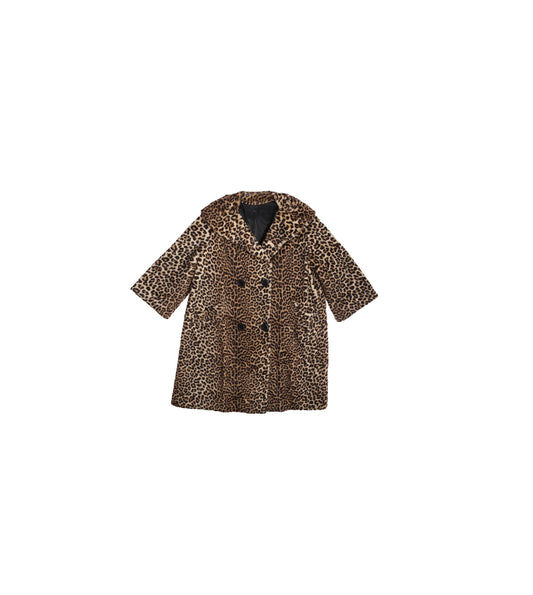 Vintage Women's Leopard Print Faux Fur Coat by Sportowne - Estimated Era 1950's - 1960's