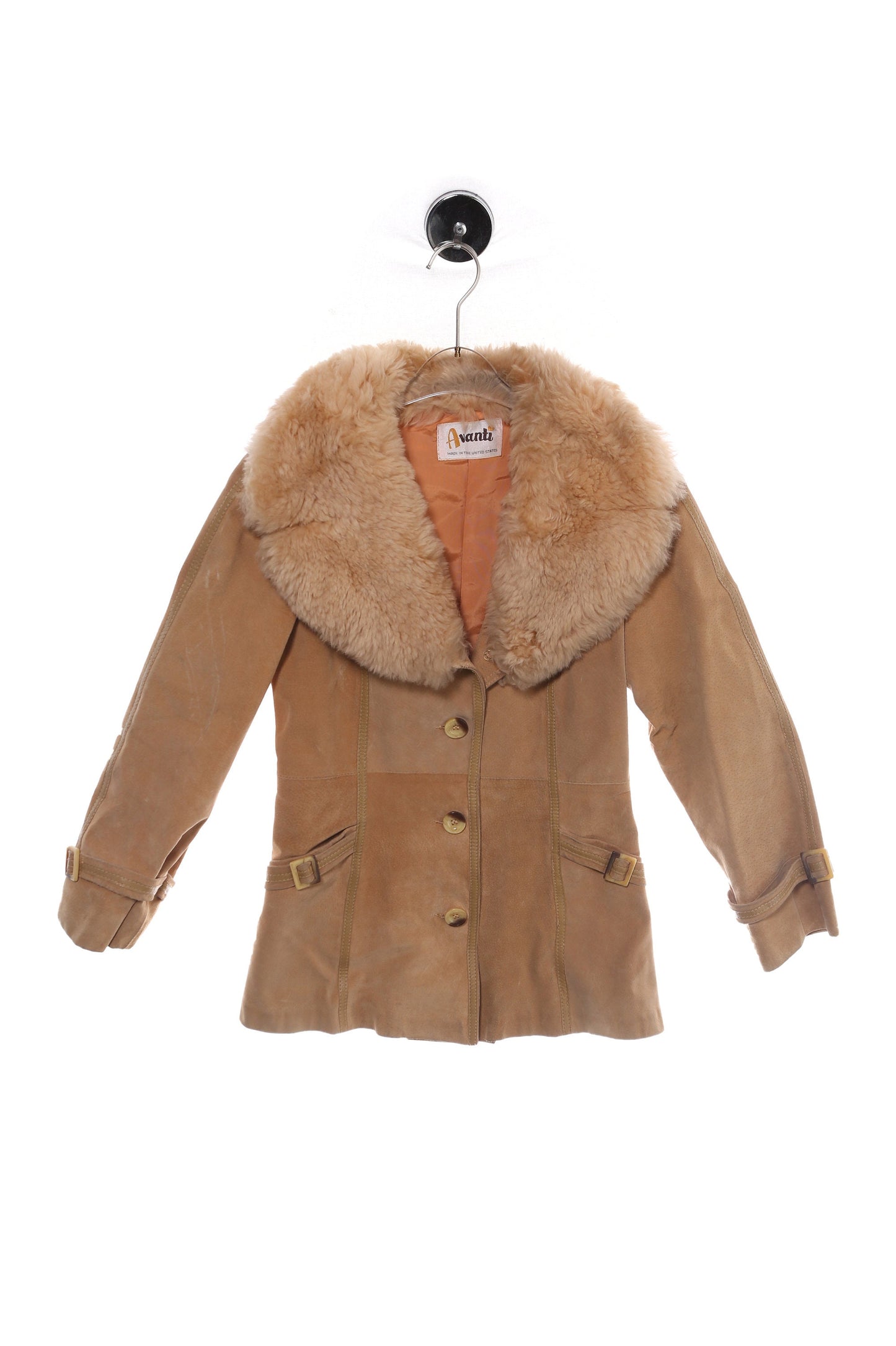 Vintage Women Suede Fur Collar Jacket by Avanti - Made in United State - Estimated Era 1970's - 1980's