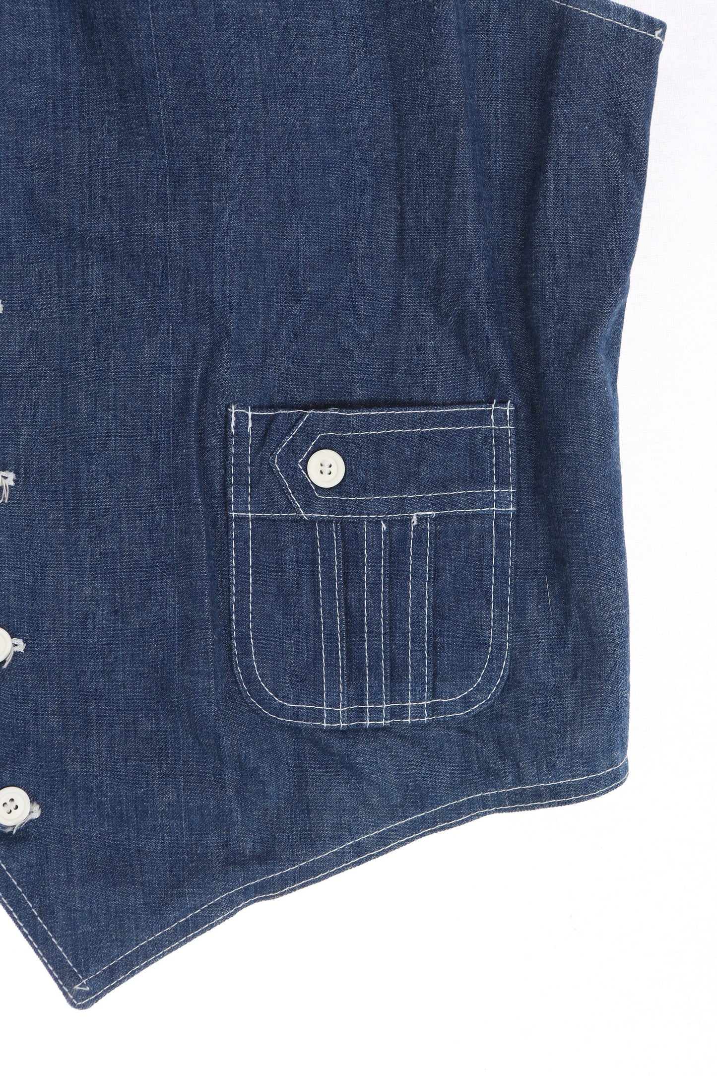 Vintage Men's Blue Denim Casual Vest - Estimated Era 1970's - 1980's