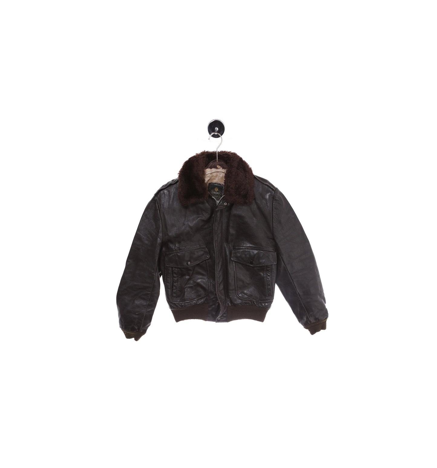 Vintage Leather Bomber Jacket by Cooper - Made in USA - Estimated Era 1970's - 1980's