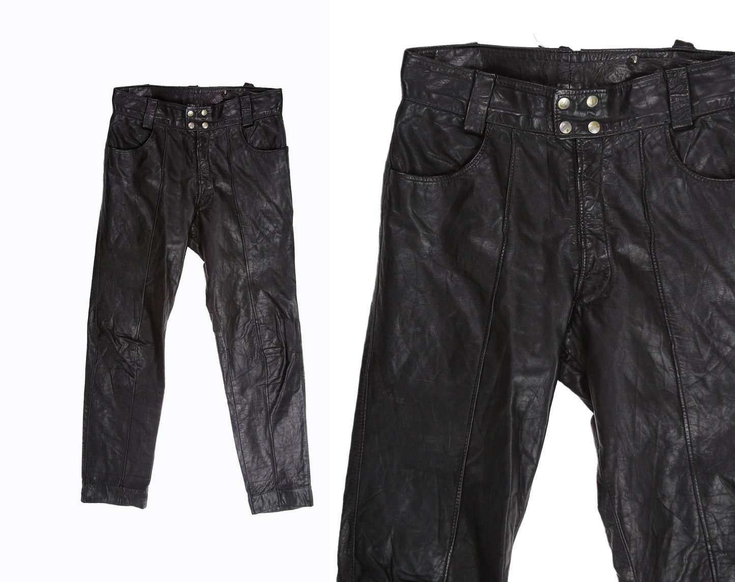 Vintage Men's Black Leather Pants by Brooks - Estimated Era 1970's - 1980's