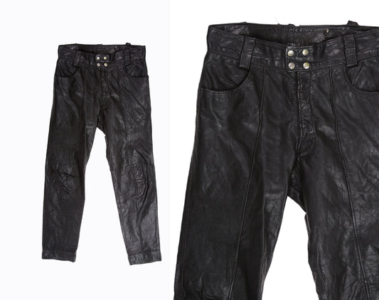 Vintage Men's Black Leather Pants by Brooks - Estimated Era 1970's - 1980's