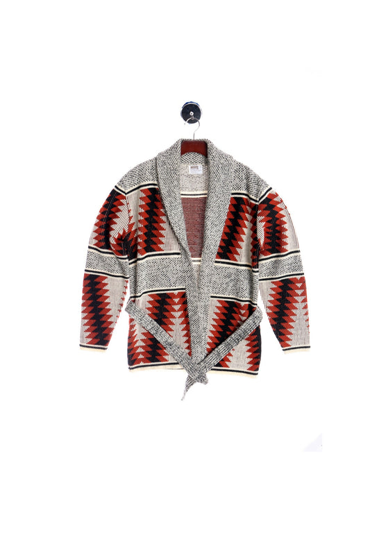 70's Unisex Open Sweater - Tribal Print - With Waist Belt