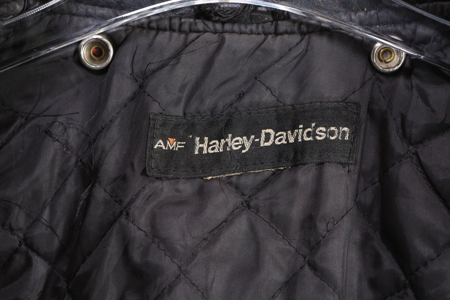 Vintage Black Biker Leather Jacket by Harley Davidson - Estimated Era 1970's - 1980's
