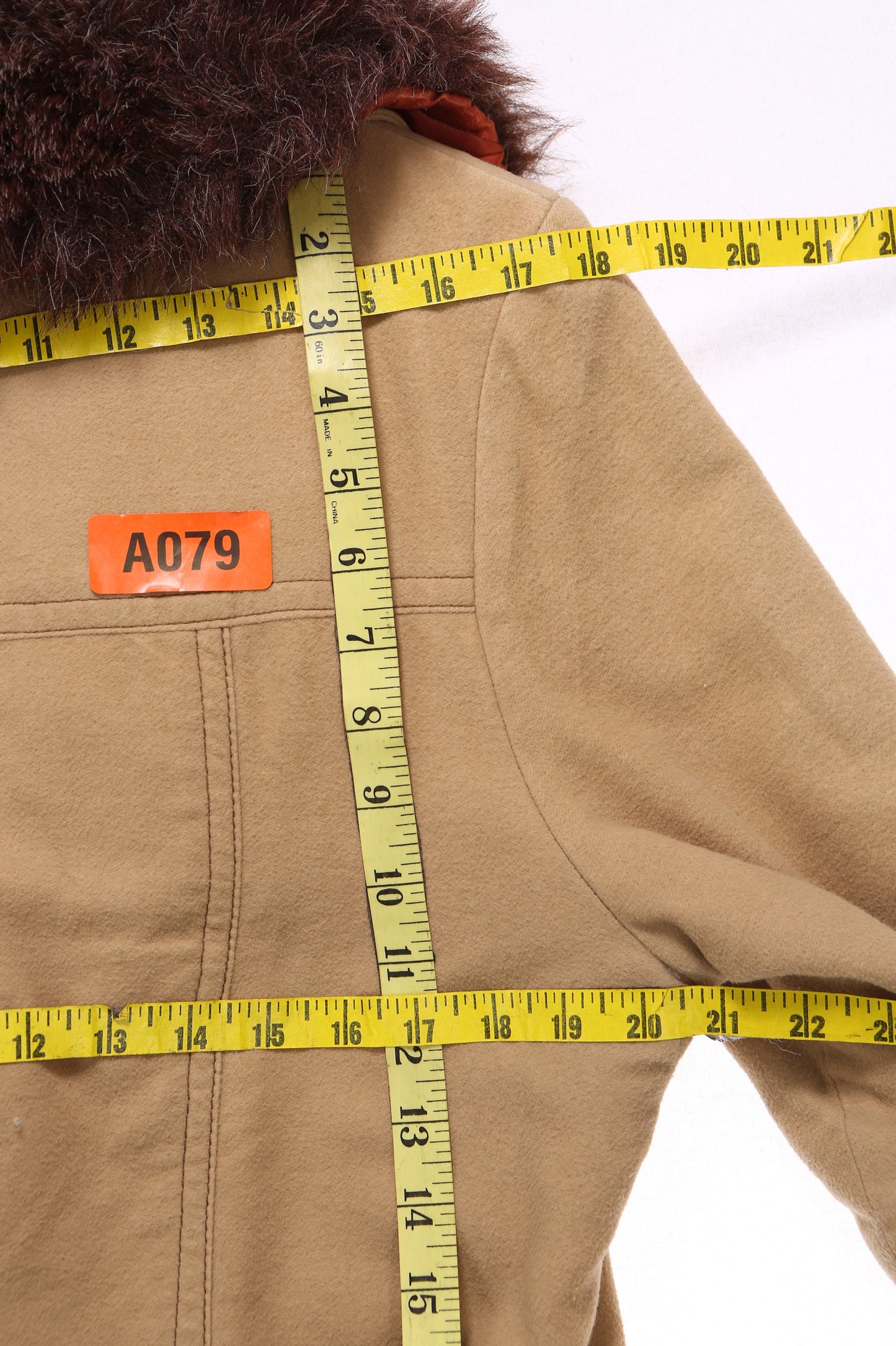 Vintage Women's Beige Winter Coat with Brown Faux Fur Collar - Estimated Era 1980's - 1990's