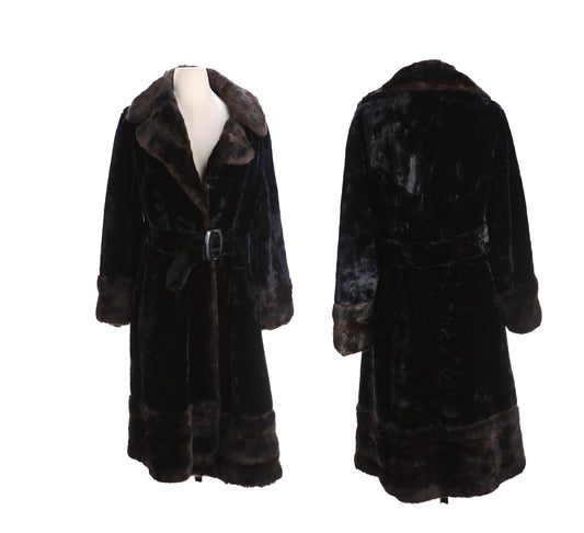 Vintage Women Black Faux Fur Coat by Borgacia - Estimated Era 1970's - 1980's