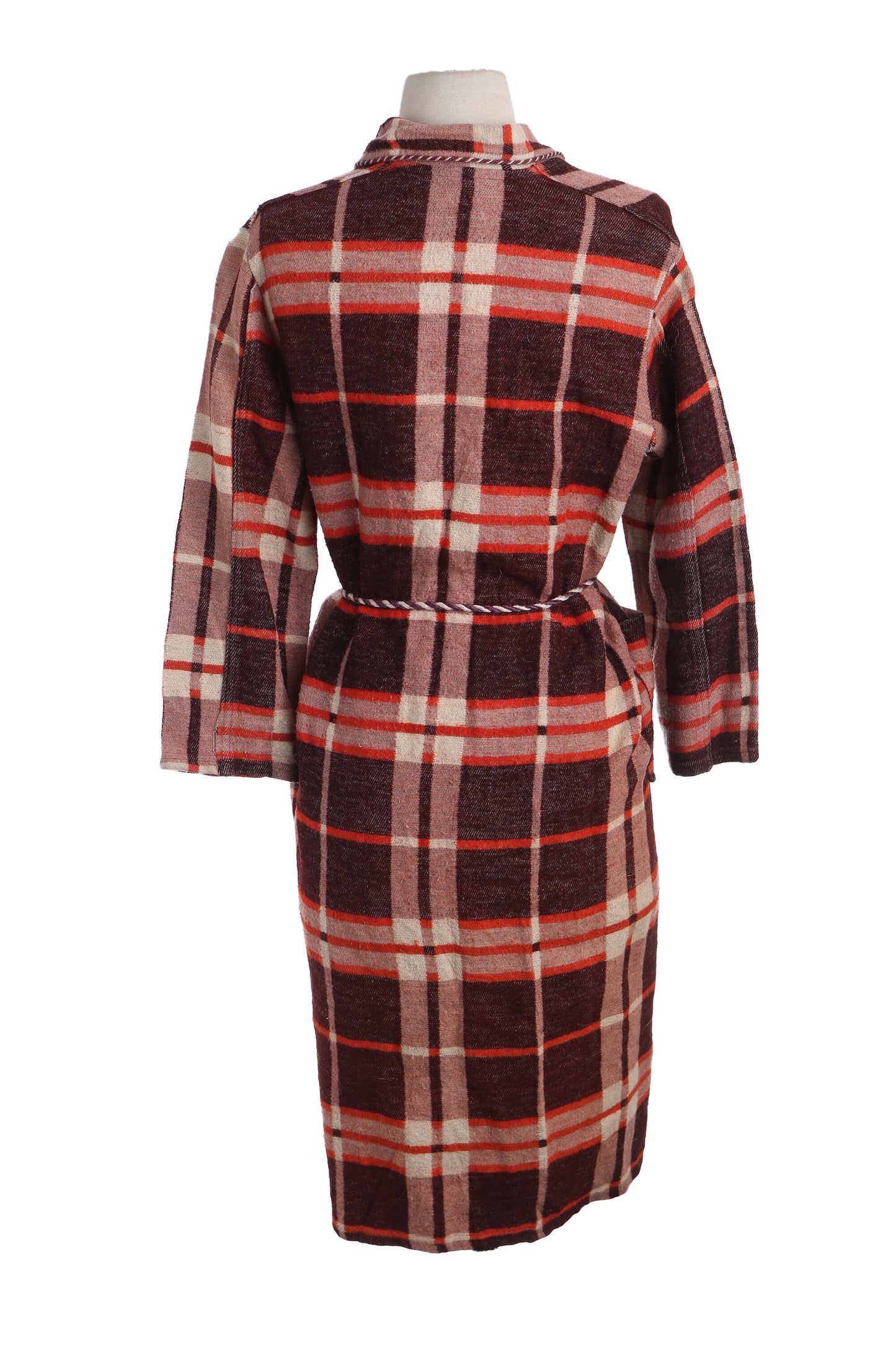 Vintage Men's Brown Plaid Night Robe by Beacon - Estimated Era 1950's - 1960's