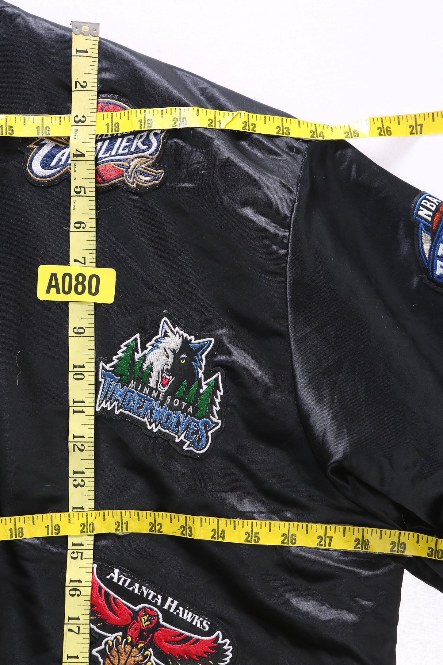 Basketball Patchwork Black Nylon Bomber Jacket