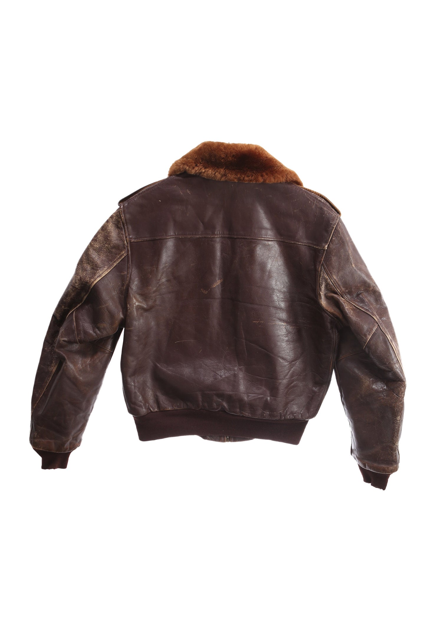 Vintage Men's Brown Leather Bomber Jacket with Fur Collar by Kiropf Sportswear - Estimated Era 1940's - 1950's