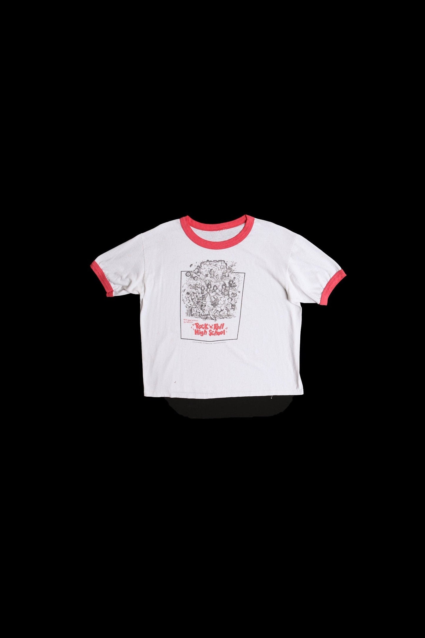 Vintage rock n roll high school shirt white ramones rolling stones 80's rare t-shirt