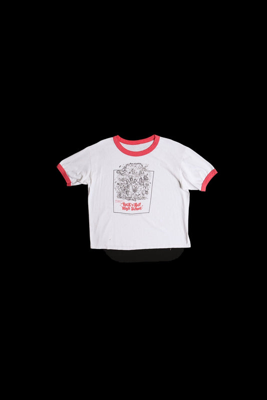 Vintage rock n roll high school shirt white ramones rolling stones 80's rare t-shirt