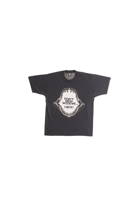 Vintage Shark Black Graphic T-shirt - Estimated Era 1980's - 1990's