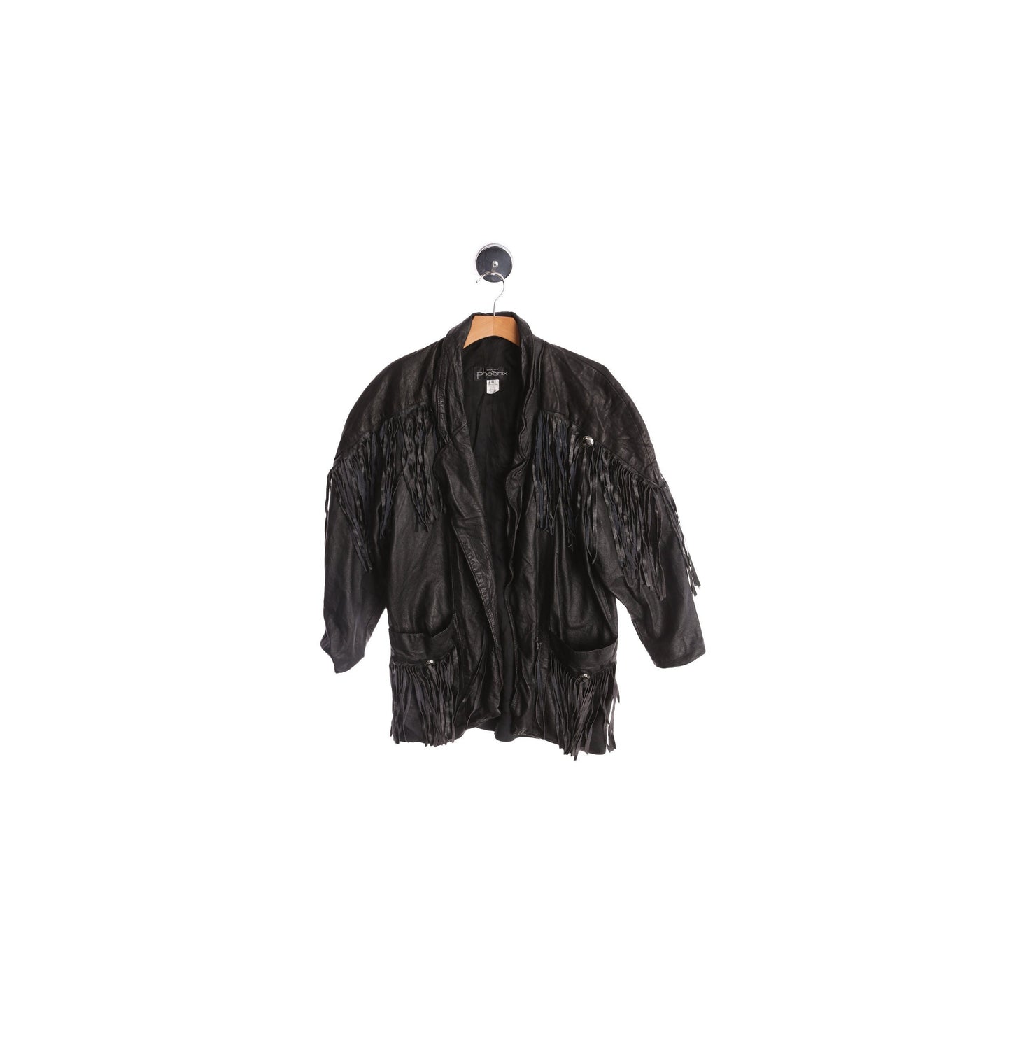 Women Black Fringe Leather Jacket - Western Style - Era 80s - 90s