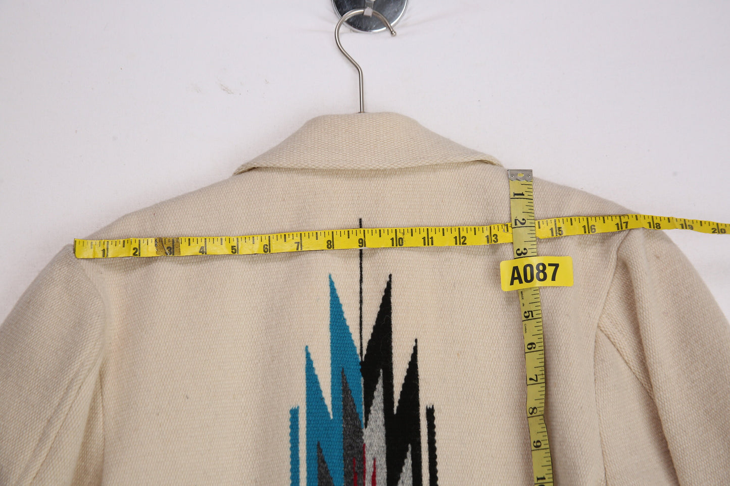 Vintage Men's Tribal Jacket by Ortega's Chimayo - 100% All Wool - Hand Woven - Estimated Era 1970's - 1980's