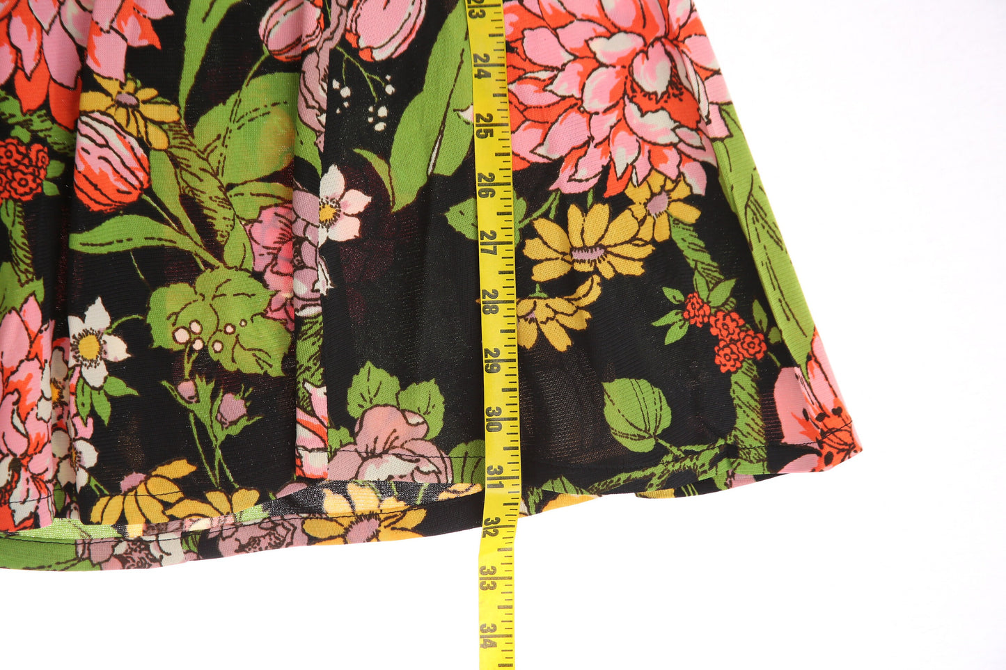 70s Women's Black Floral Print Summer Dress