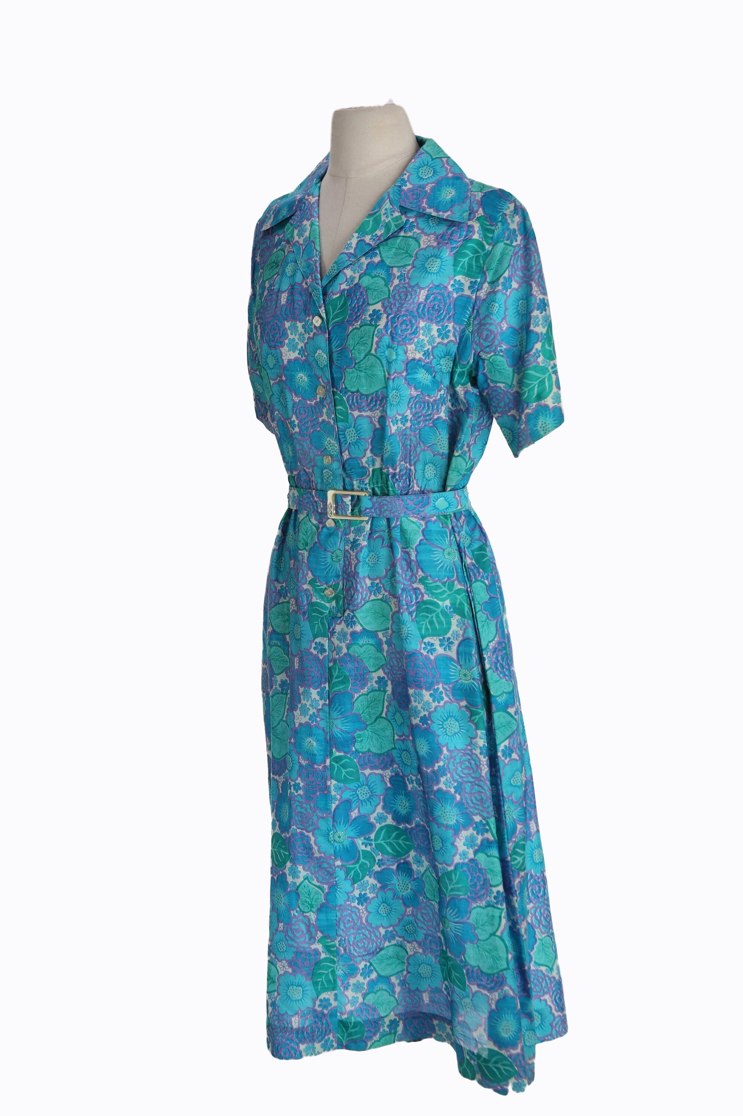 Vintage Women Floral Print Casual Dress - Estimated Era 1950's - 1960's