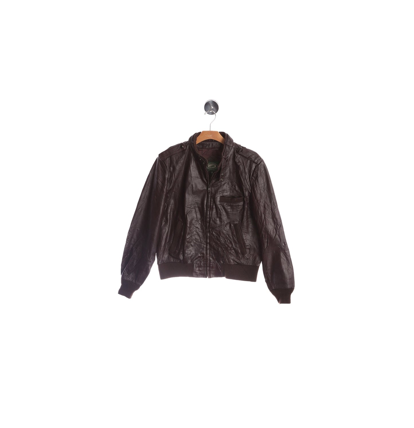 80's Men Burgundy Casual Leather Bomber Jacket