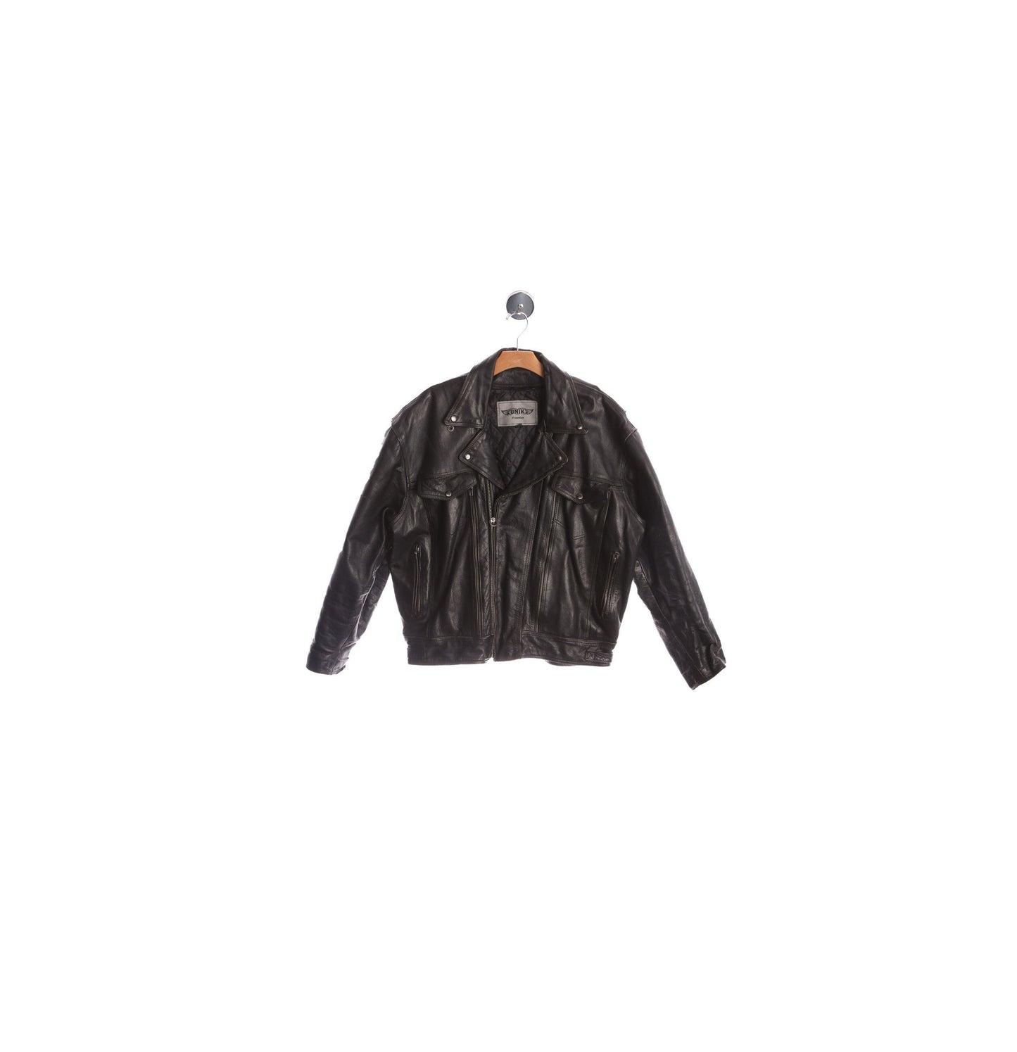 Men's Biker Black Leather Jacket by Unik Premium