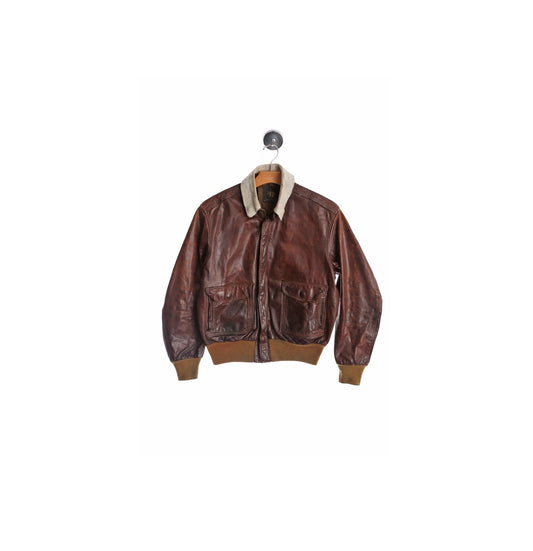 Vintage Men Brown Leather Bomber Jacket by Golden Bear - Made in California