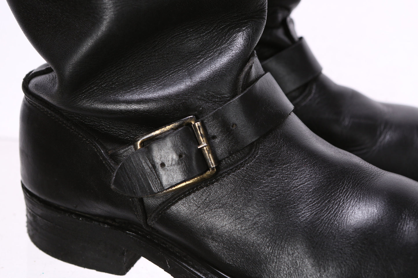 Vintage Black Engineering Boots - Made in USA - Union Made - Estimated Era 1980's - 1990's - Men's Size 11