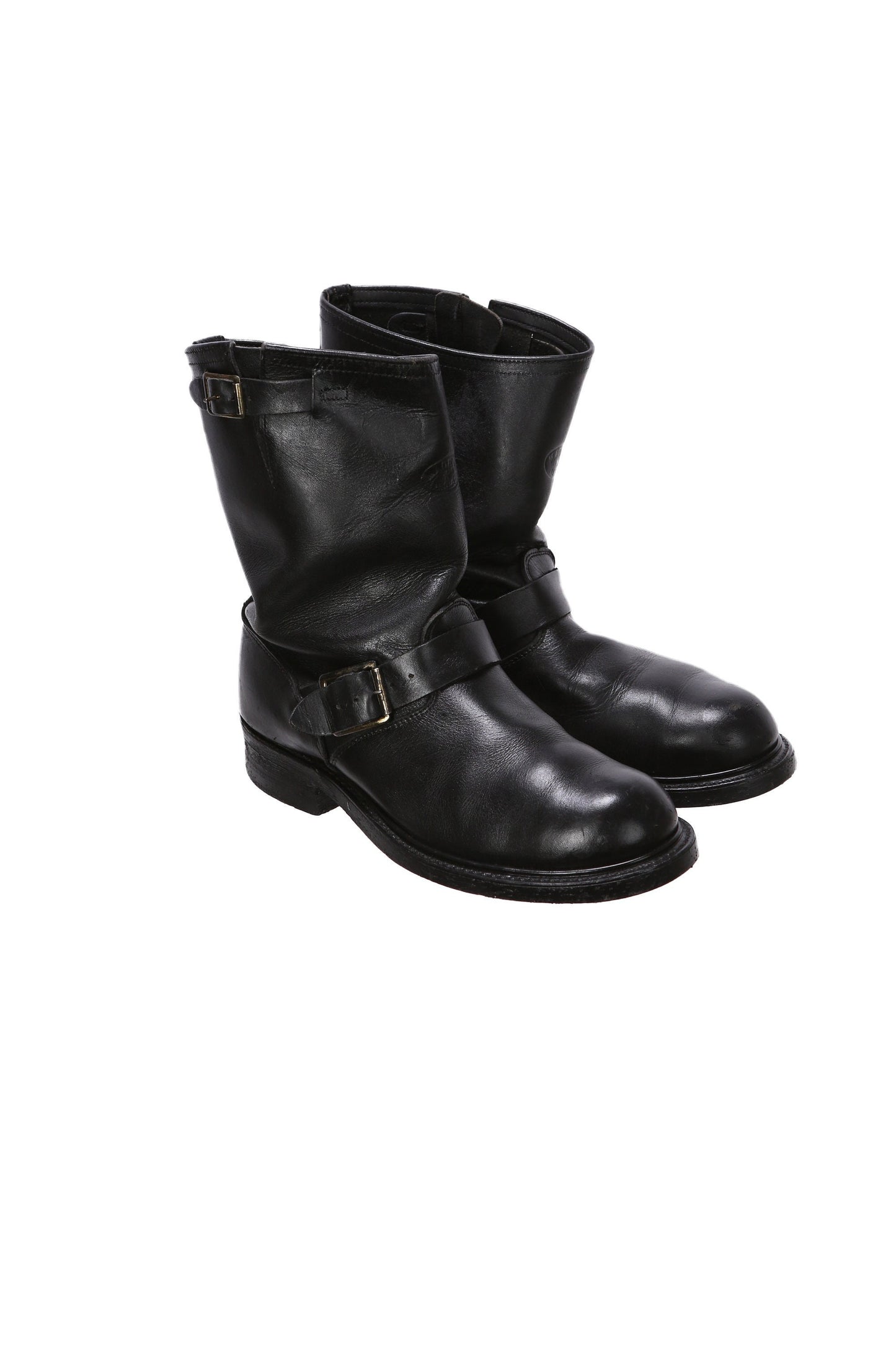 Vintage Black Engineering Boots - Made in USA - Union Made - Estimated Era 1980's - 1990's - Men's Size 11