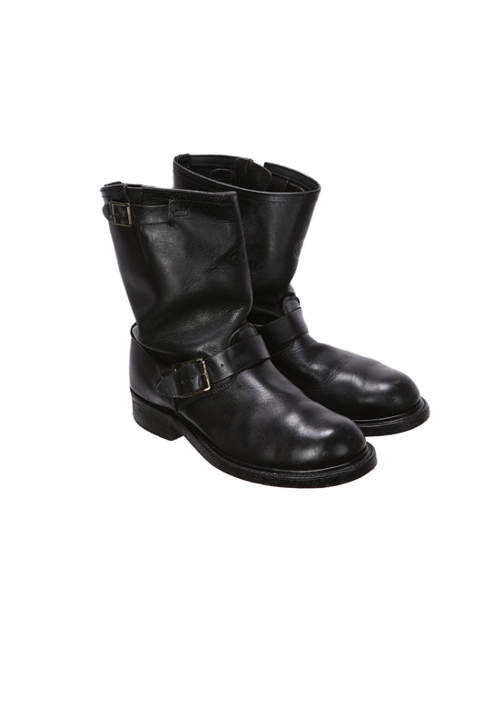 Vintage Black Engineering Boots - Made in USA - Union Made - Estimated Era 1980's - 1990's - Men's Size 11
