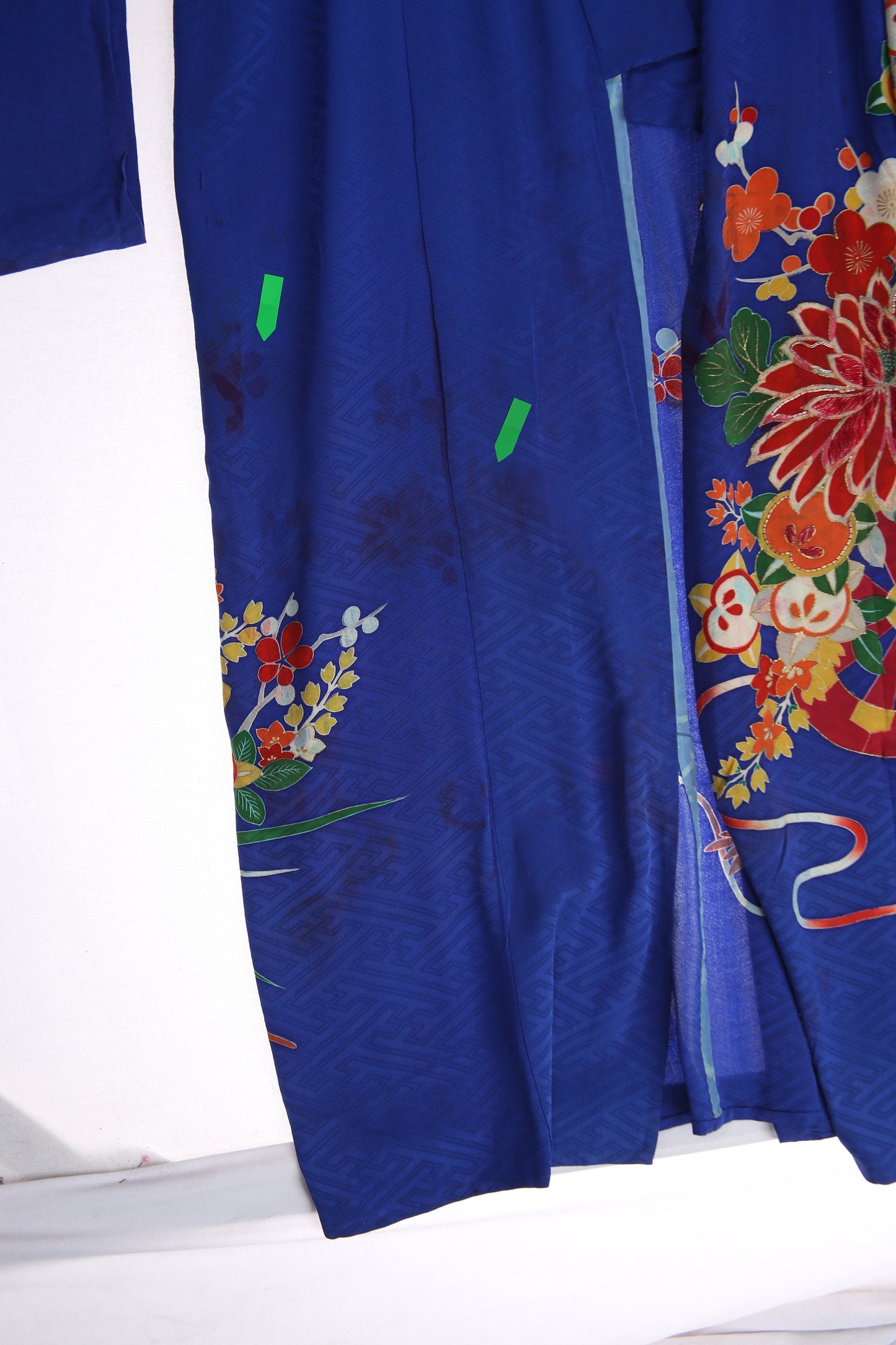 Vintage Floral Print Blue Kimono Robe