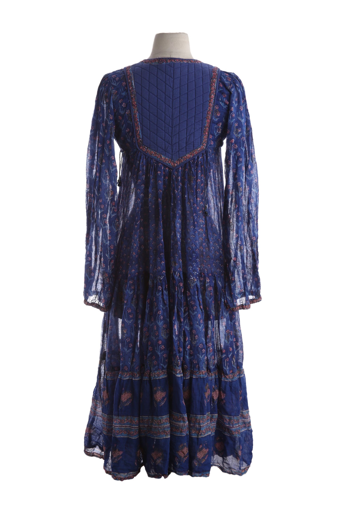 Vintage Boho Floral Print Purple Indian Dress by Starina - Estimated Era 1970's - 1980's