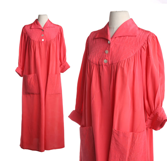 Vintage Red Blouson Dress - Estimated Era 1950's - 1960's