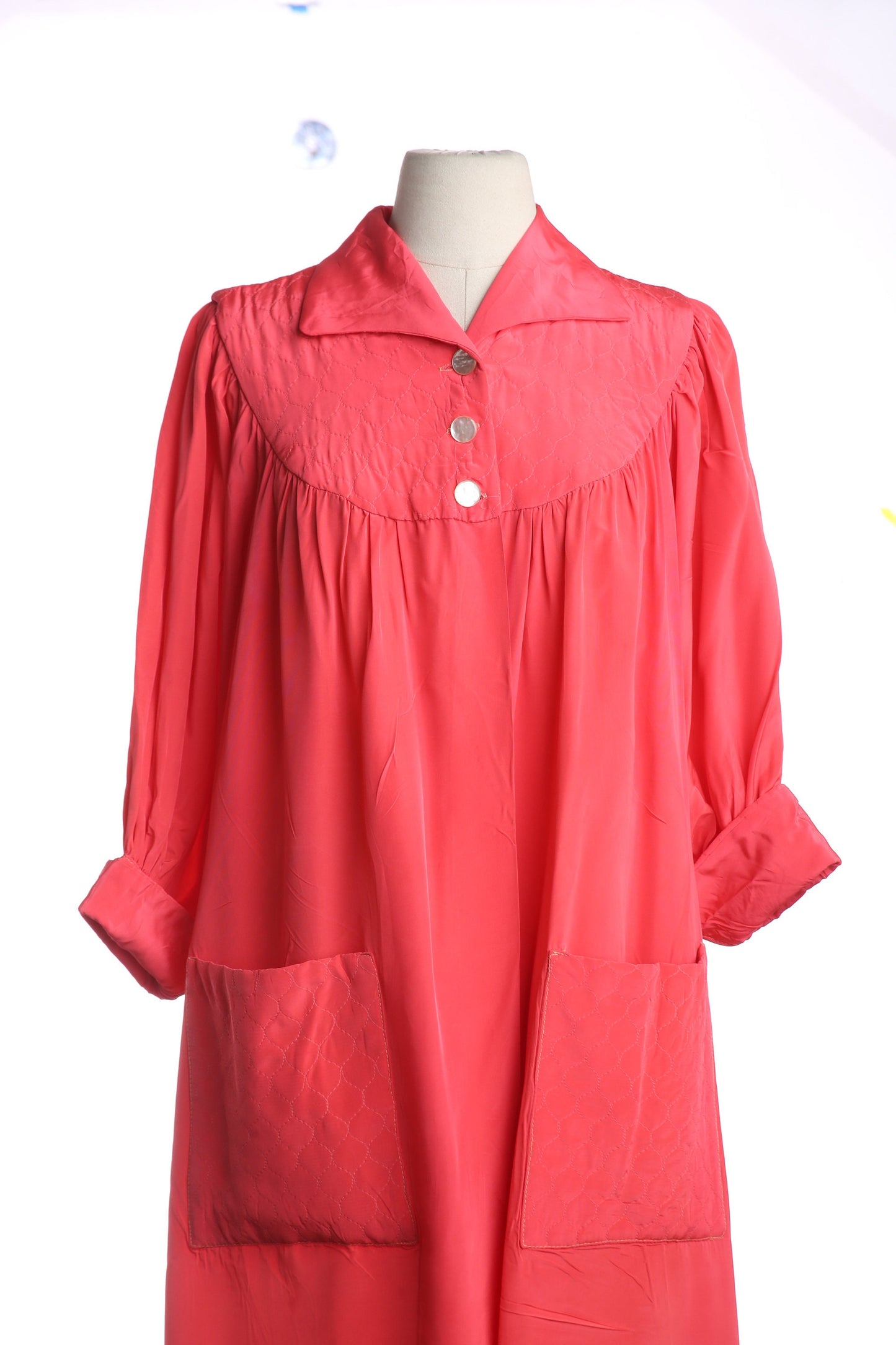 Vintage Red Blouson Dress - Estimated Era 1950's - 1960's