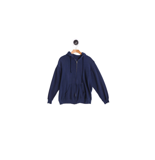 Vintage Blue No Print Zipper Closure Hoodie