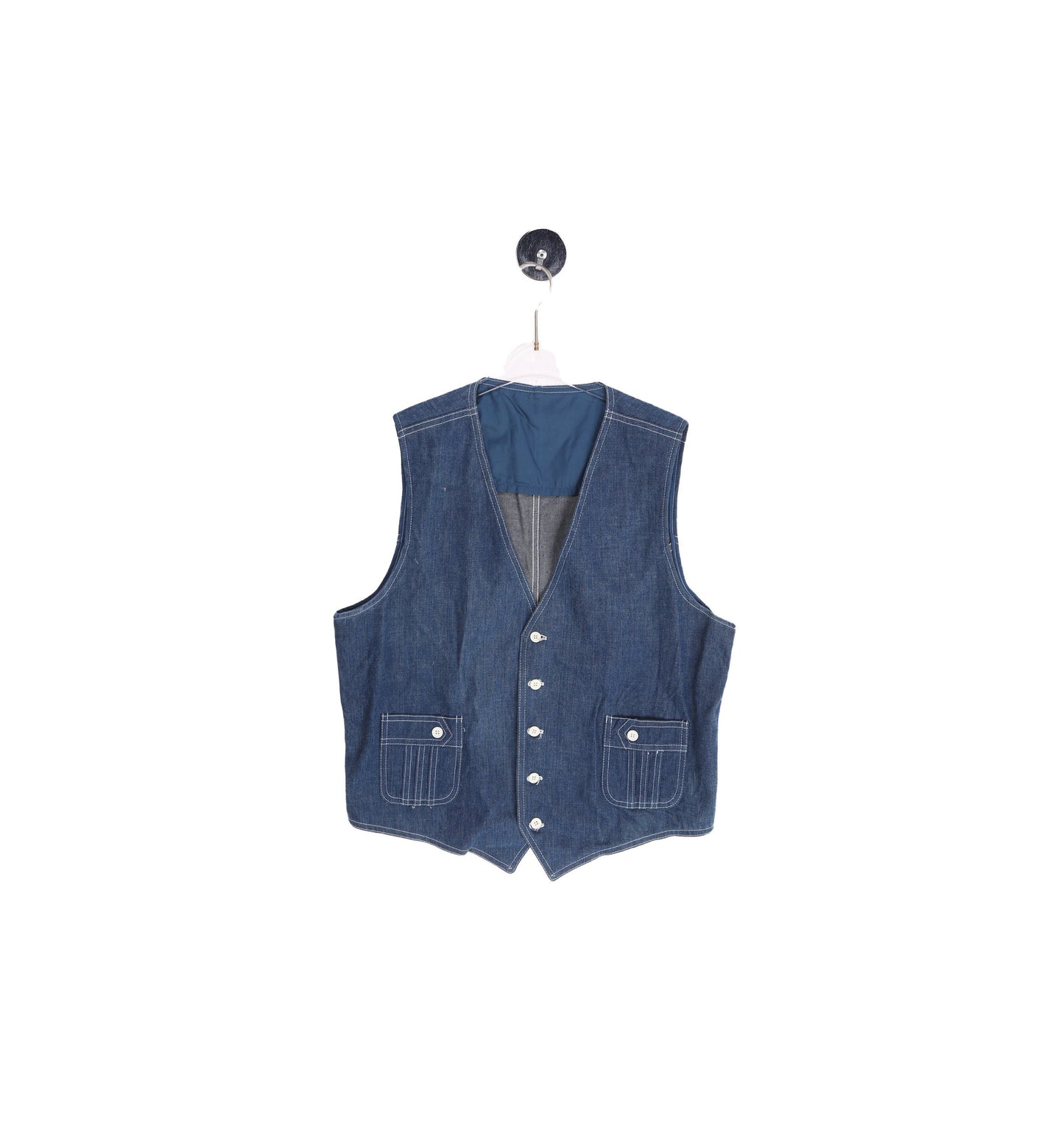 Vintage Men's Blue Denim Casual Vest - Estimated Era 1970's - 1980's