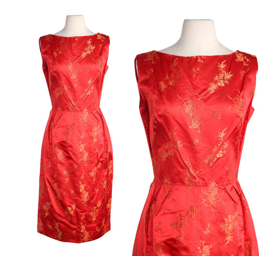 50s Women Red Brocade Casual Dress by Mr, L of California