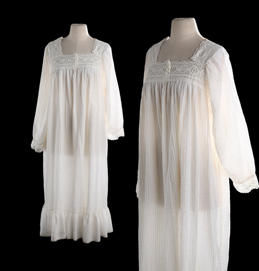 Vintage White Muumuu Boho Dress